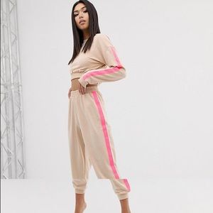 ASOS two-piece pink neon sweat suit